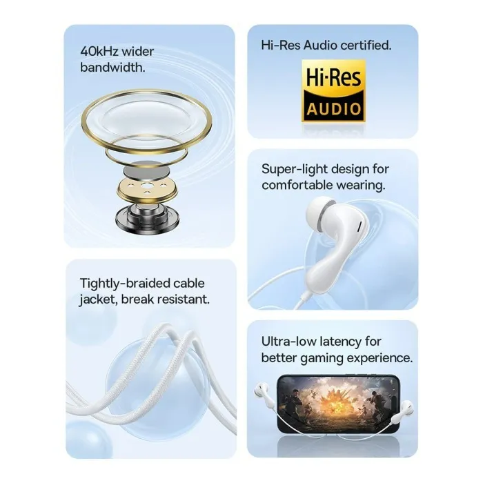 Baseus Encok Wired Earphones HZ20 Moon White  A00171500213-00