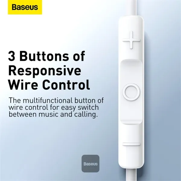 Baseus Encok 3.5mm lateral Wired Earphone H17 White  NGCR020002