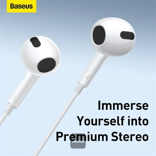 Baseus Encok 3.5mm lateral Wired Earphone H17 White  NGCR020002
