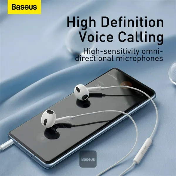Baseus Encok 3.5mm lateral Wired Earphone H17 White  NGCR020002