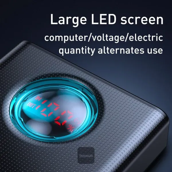 Baseus Amblight Digital Display Quick Charge Power Bank 30000mAh Black PPLG-A01