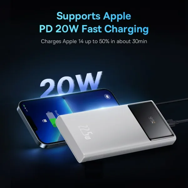Baseus Digital Display Fast Charge Power Bank 10000mAh 22.5W White  PPXJ100002