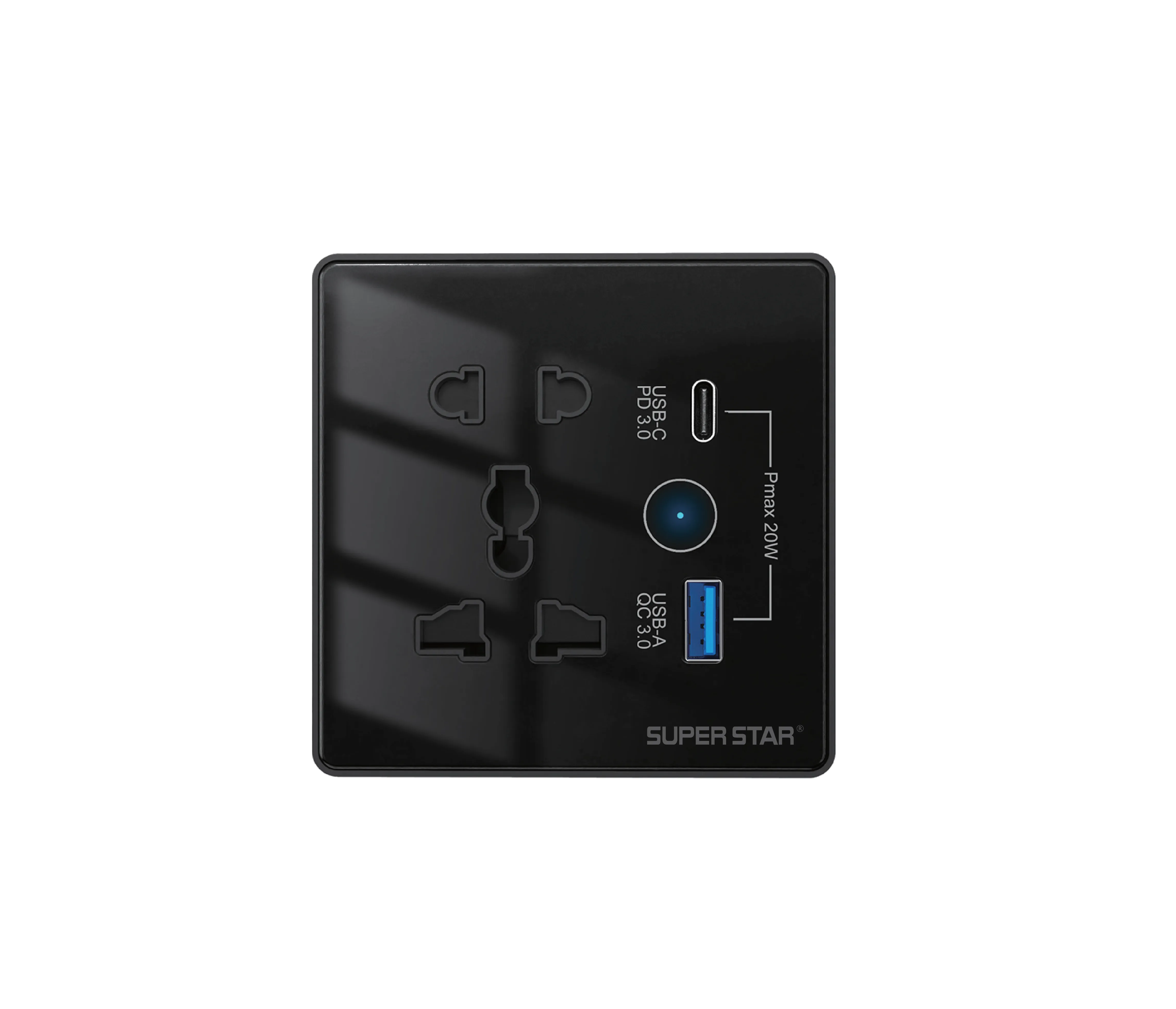 Smart Zen WIFI Touch 5Pin Socket with USB C&A (Black)