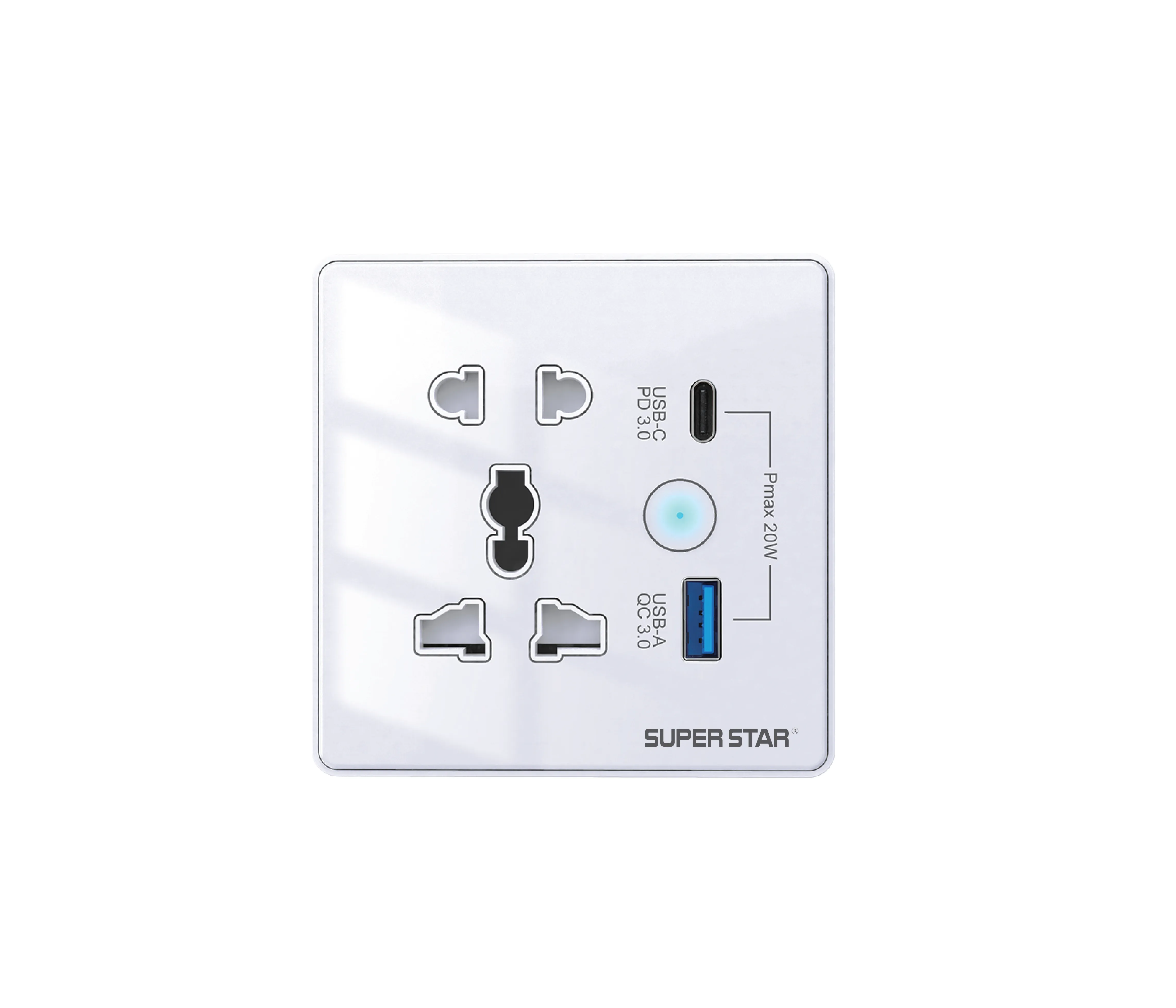 Smart Zen WIFI Touch 5Pin Socket with USB C&A (White)