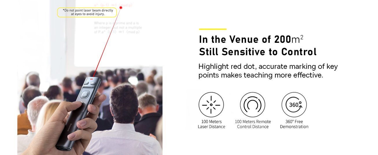 Baseus Orange Dot Wireless Presenter (Red Laser) Grey  WKCD000013