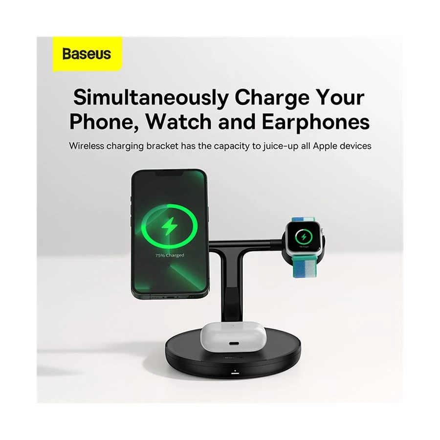 Baseus Swan 3-in-1 Wireless Magnetic Charging Bracket 20W Black WXTE000001