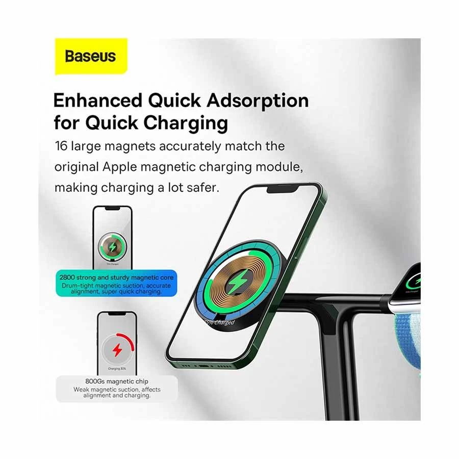 Baseus Swan 3-in-1 Wireless Magnetic Charging Bracket 20W Black WXTE000001